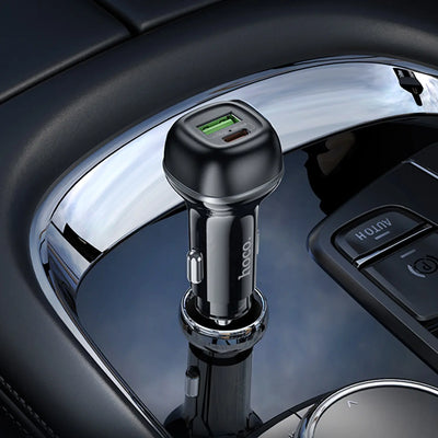 Cargador de Auto Hoco Z58A Rank – 48W PD30W + QC3.0 con Cable Tipo C a iPhone – Negro