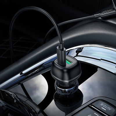 Cargador de Auto Hoco Z58A Rank – 48W PD30W + QC3.0 con Cable Tipo C a iPhone – Negro