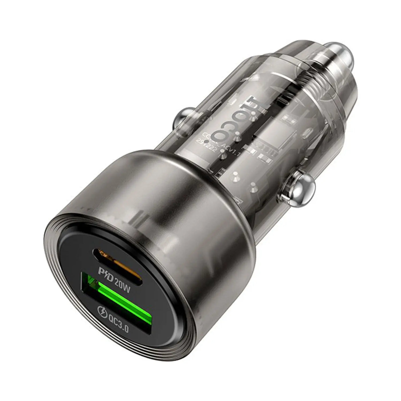 Cargador de Auto Hoco Z52 Spacious – PD38W Dual Port USB-C + USB-A – Negro